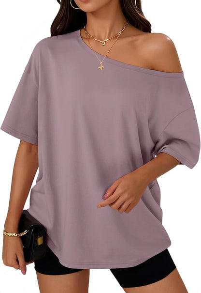 Womens Off The Shoulder Tops Oversized T-Shirts