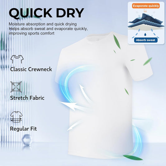 Men's Undershirt Moisture-Wicking T-Shirts Stretch Crewneck Soft Tees for Men,3 Pack