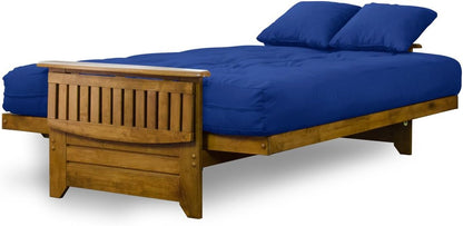 Full Size Wood Futon Frame with Tray Arms and Drawers