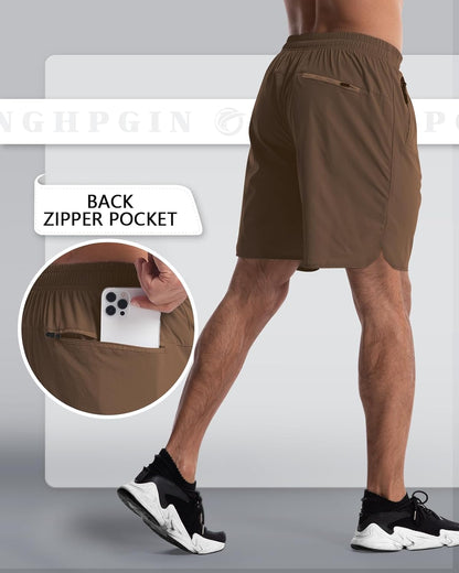 2 Pack Mens Workout Athletic Shorts 7 inch Inseam Quick Dry Hiking Shorts Men Lightweight Sports Gym Shorts Running