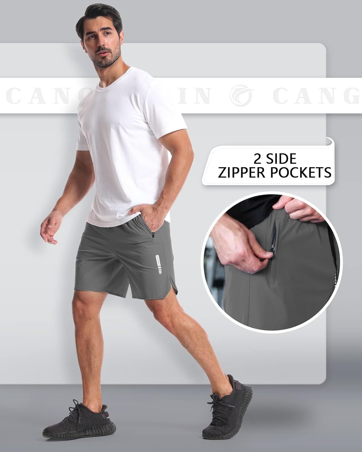 2 Pack Mens Workout Athletic Shorts 7 inch Inseam Quick Dry Hiking Shorts Men Lightweight Sports Gym Shorts Running