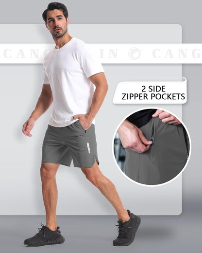2 Pack Mens Workout Athletic Shorts 7 inch Inseam Quick Dry Hiking Shorts Men Lightweight Sports Gym Shorts Running