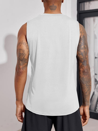 Men's Sleeveless Tank Tops Crewneck Solid Loose Fit Shirt