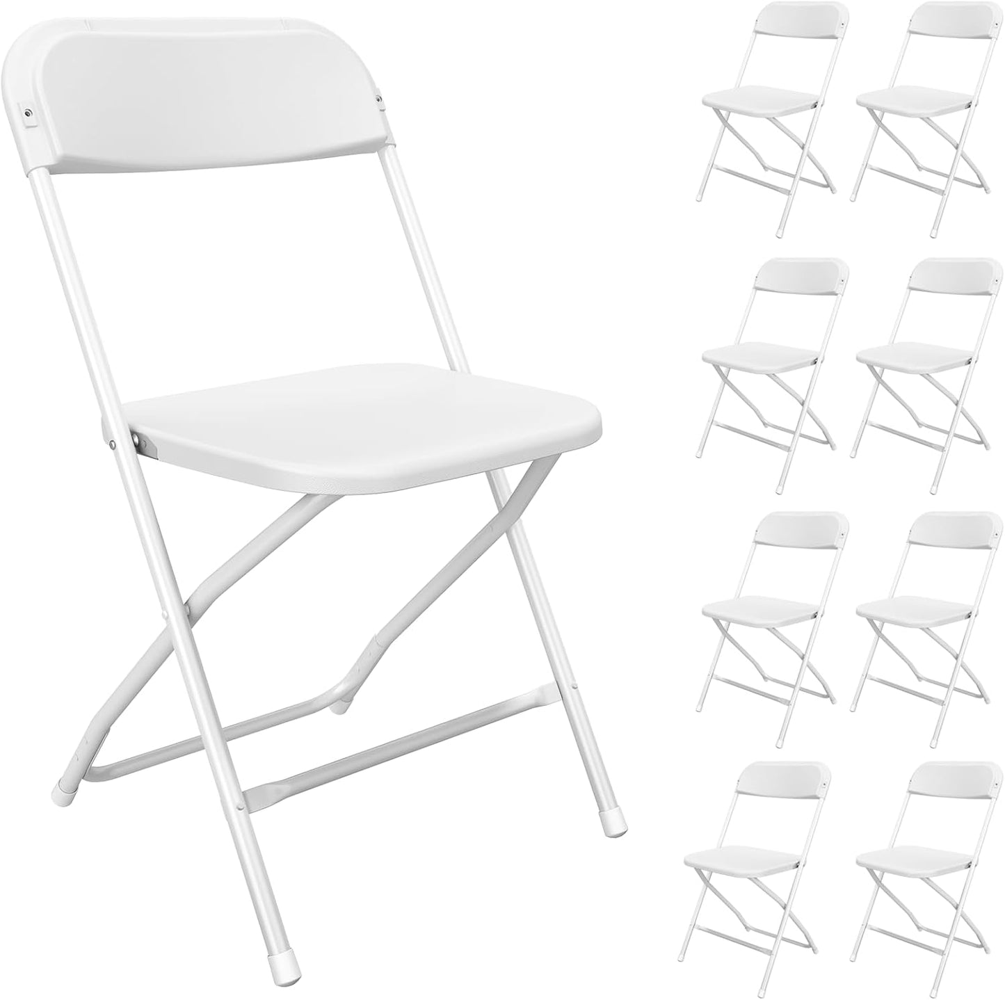 10 Pack White Folding Chairs Portable Party Chairs