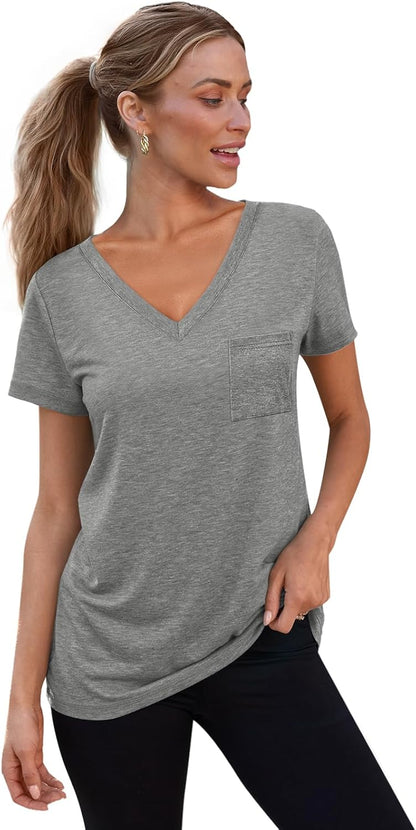 3 Pack Womens V Neck T Shirts Short Sleeve Tees