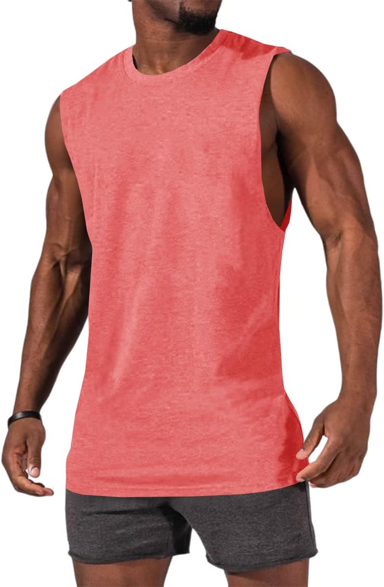Men's Sleeveless Tank Tops Crewneck Solid Loose Fit Shirt