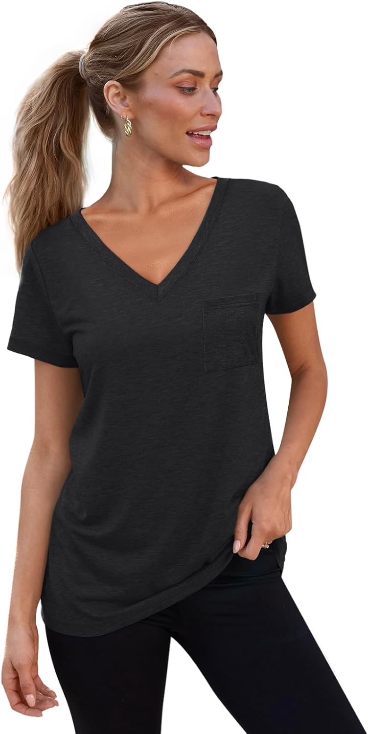 3 Pack Womens V Neck T Shirts Short Sleeve Tees