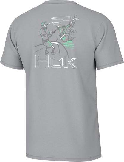 Men Fishing Graphic Tee Performance Short Sleeve Quick-Dry