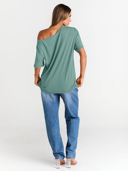 Womens Off The Shoulder Tops Oversized T-Shirts