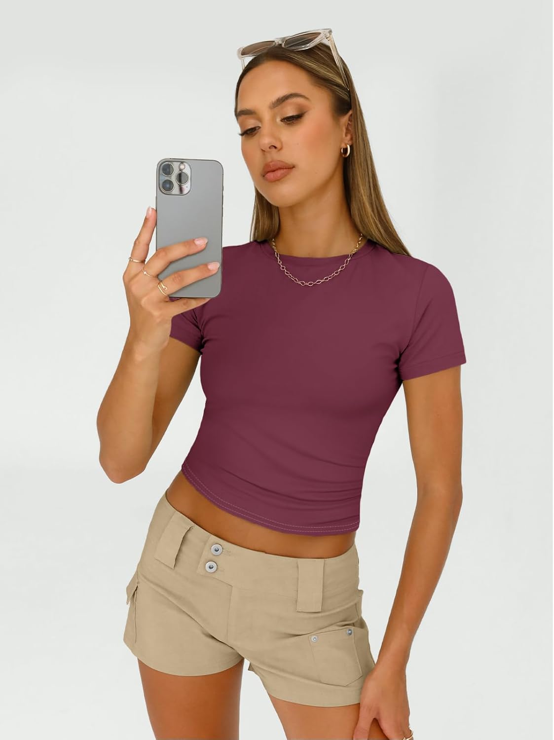 3 Piece Short Sleeve Shirts Basic Going Out Slim Fitted Crop Tops
