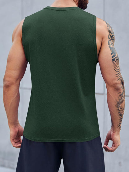 Men's Sleeveless Tank Tops Crewneck Solid Loose Fit Shirt