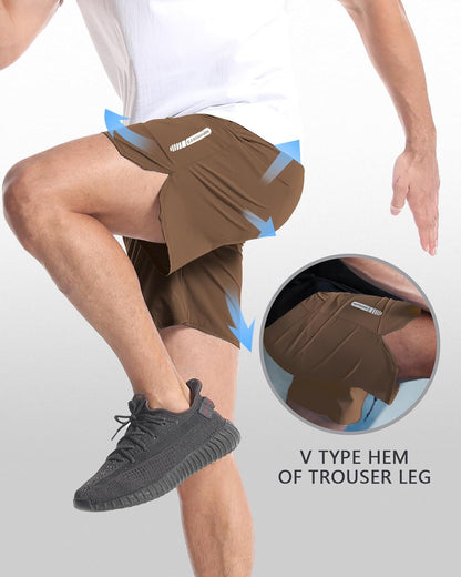 2 Pack Mens Workout Athletic Shorts 7 inch Inseam Quick Dry Hiking Shorts Men Lightweight Sports Gym Shorts Running