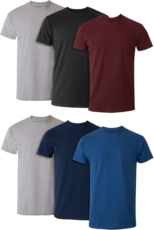 Men's Pocket Undershirt Cotton Crew Neck T-Shirt Aesthetic Clothes