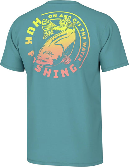 Men Fishing Graphic Tee Performance Short Sleeve Quick-Dry
