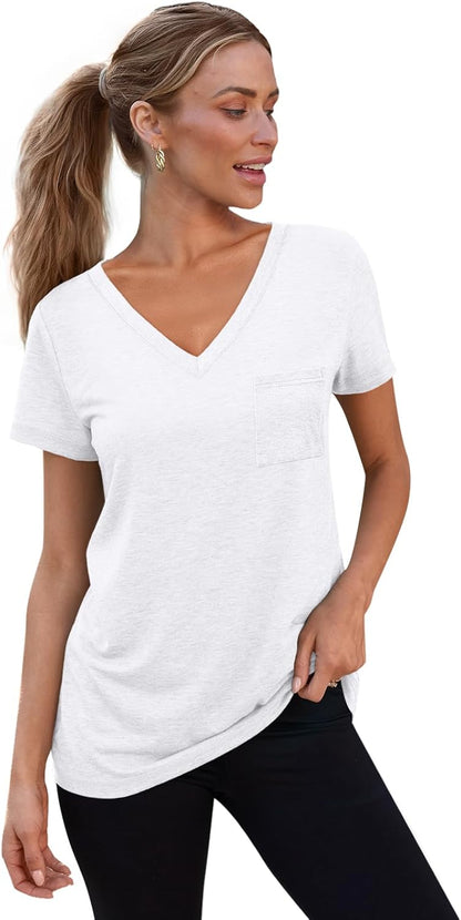 3 Pack Womens V Neck T Shirts Short Sleeve Tees