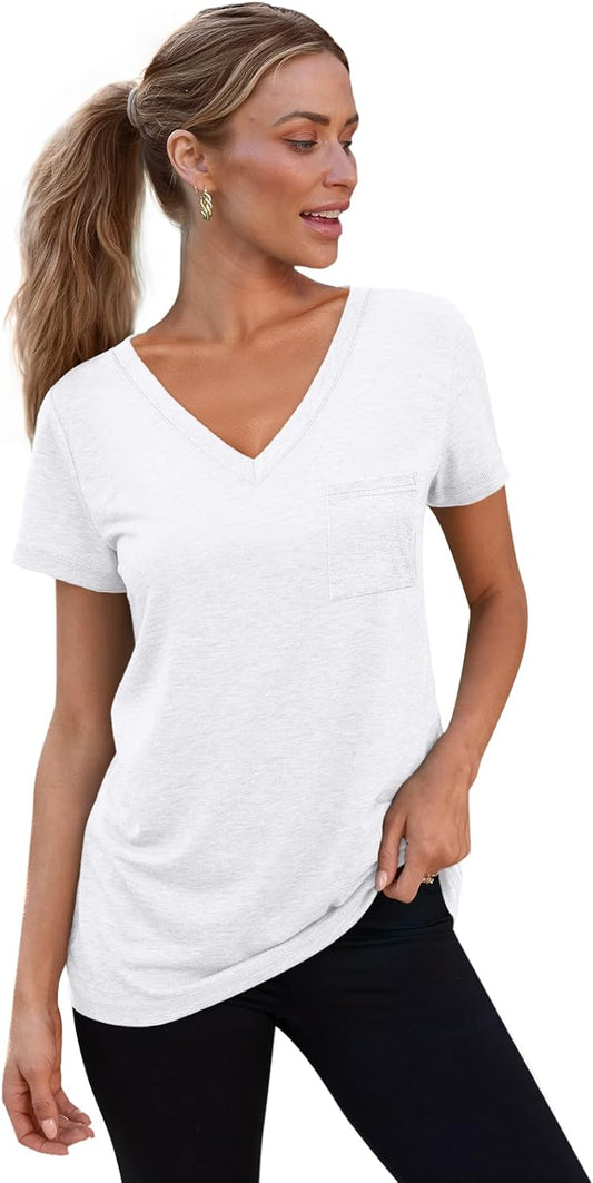 3 Pack Womens V Neck T Shirts Short Sleeve Tees