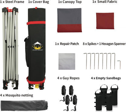 13x13 Pop Up Gazebo Canopy Tent with Wheeled Storage Bag Grey