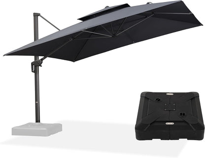 12ft Patio Umbrella with Base Large Outdoor Square Umbrella