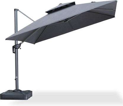 12ft Patio Umbrella with Base Large Outdoor Square Umbrella