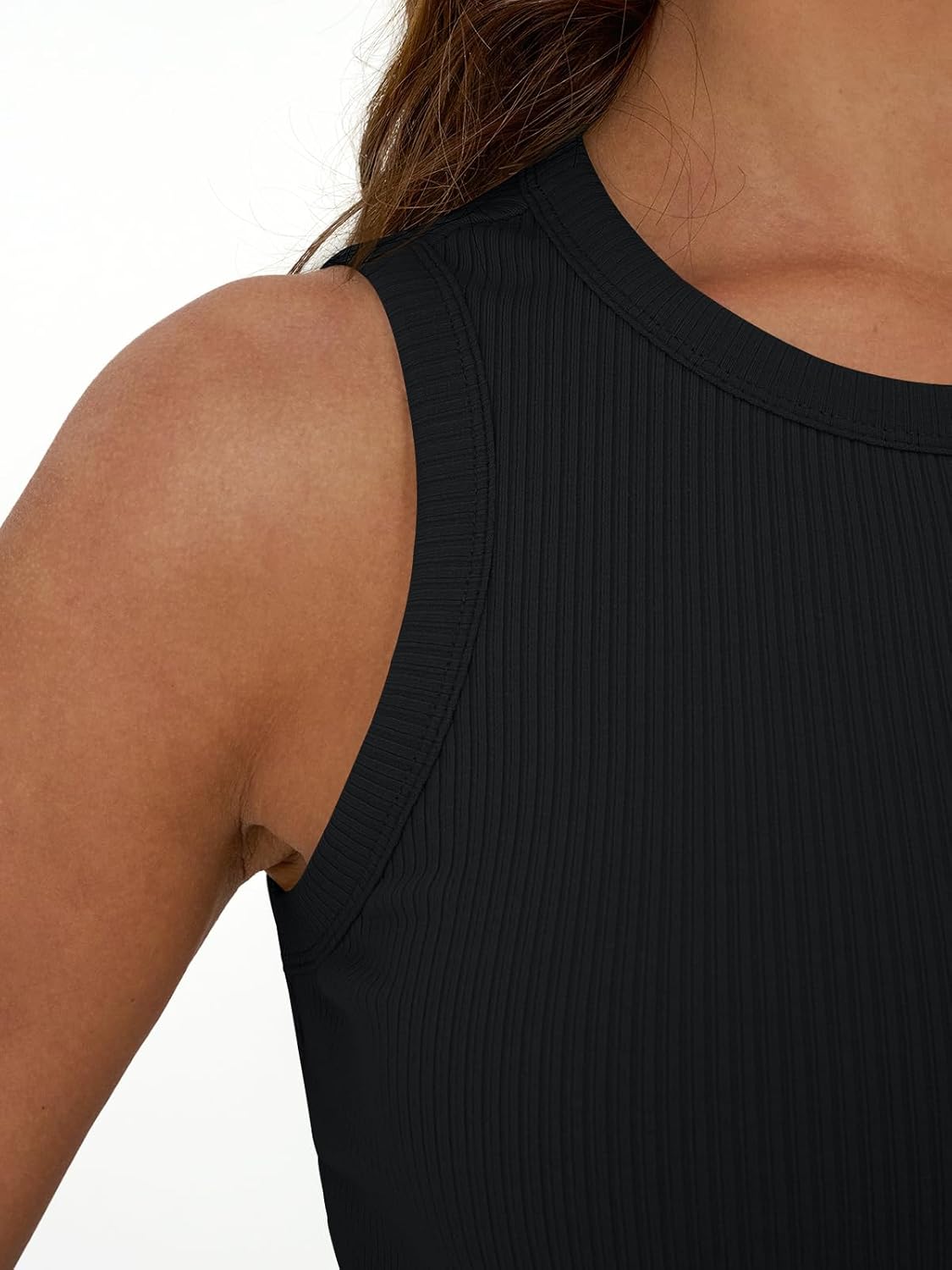 Womens Tank Tops Summer Workout Ribbed Sleeveless High Neck