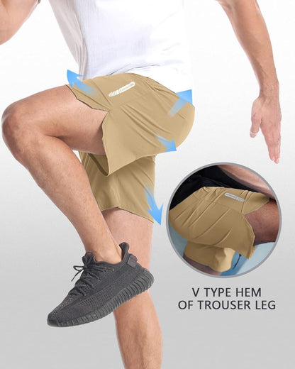 2 Pack Mens Workout Athletic Shorts 7 inch Inseam Quick Dry Hiking Shorts Men Lightweight Sports Gym Shorts Running