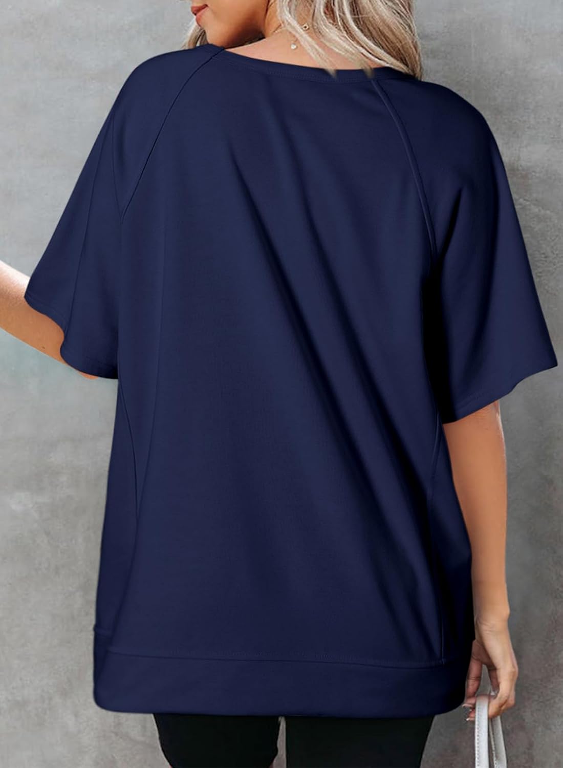 Crewneck Short Sleeve Casual Summer Tops Lightweight Loose High Low Blouse