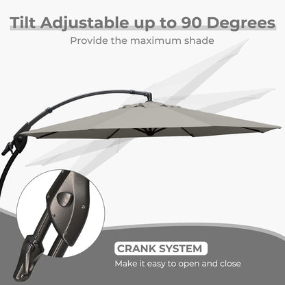 12FT Outdoor Offset Cantilever Umbrella with Base Champagne