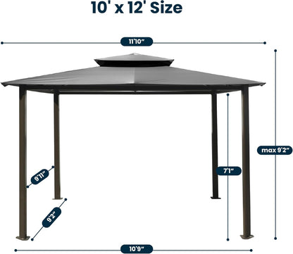 10' x 12' Outdoor Soft Top Gazebo Bronze Frame Grey Canopy