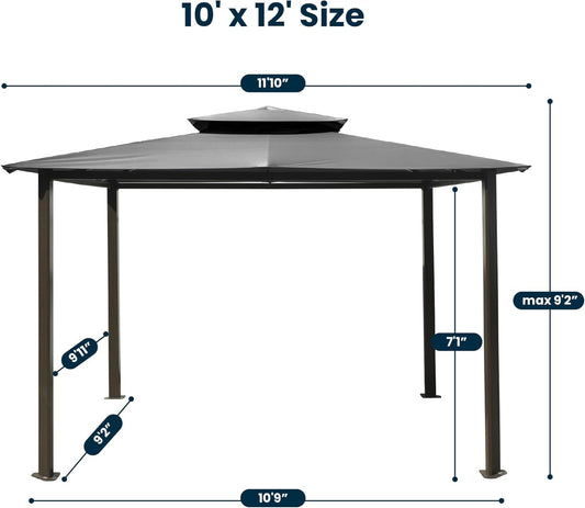 10' x 12' Outdoor Soft Top Gazebo Bronze Frame Grey Canopy