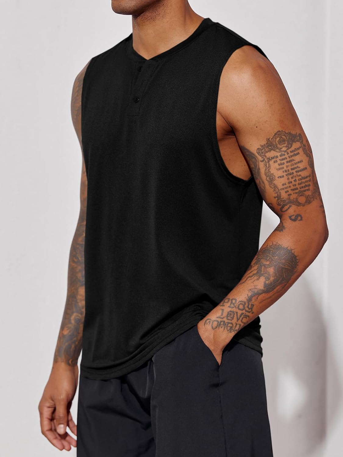 Men's Sleeveless Tank Tops Crewneck Solid Loose Fit Shirt