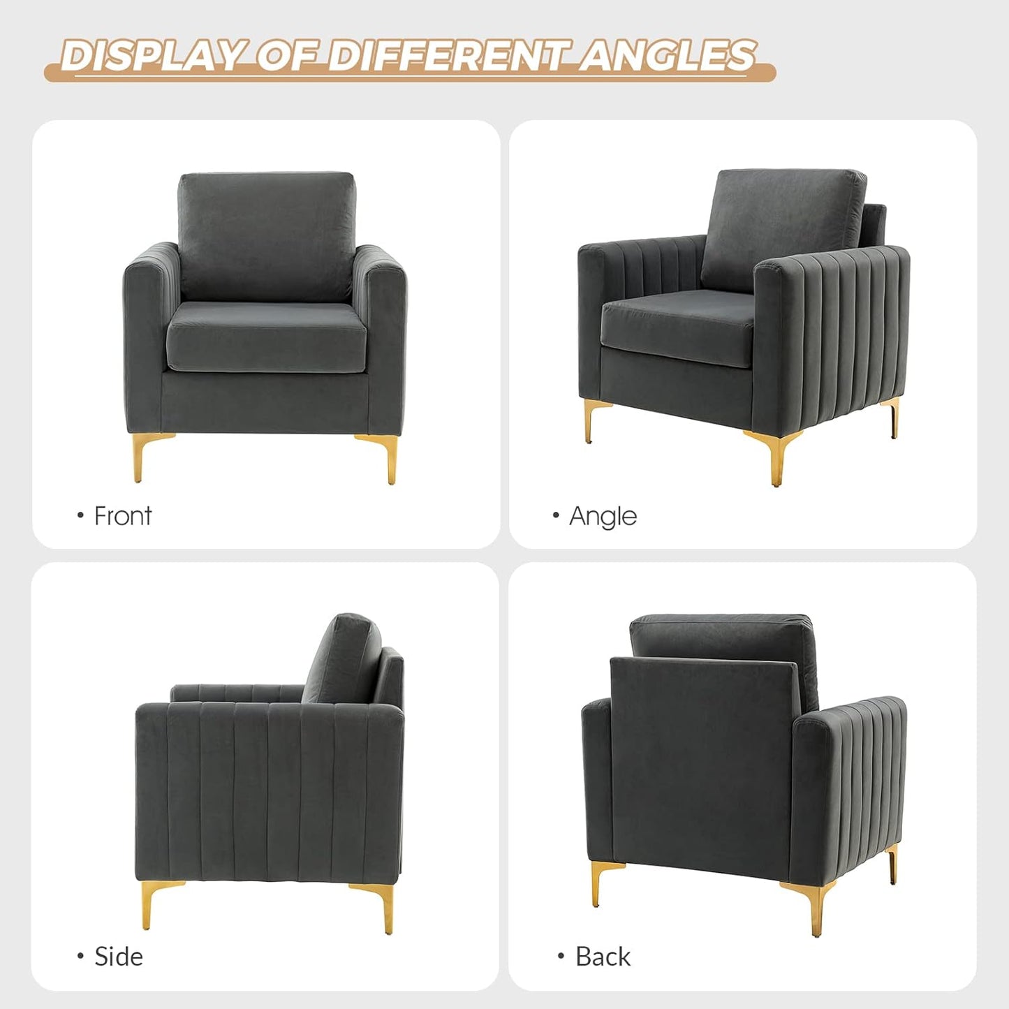 HULALA HOME Velvet Accent Club Chairs Set of 2