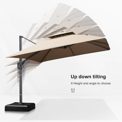 12ft Patio Umbrella with Base Large Outdoor Square Umbrella