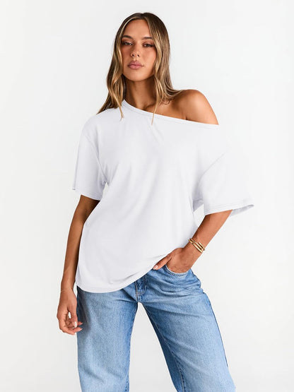 Womens Off The Shoulder Tops Oversized T-Shirts