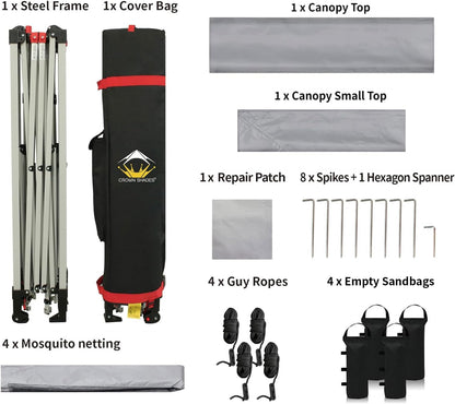 13x13 Pop Up Gazebo Canopy Tent with Wheeled Storage Bag Grey