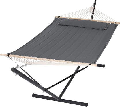 2 Person Hammock with Stand Heavy Duty Portable Dark Grey