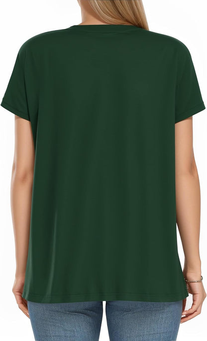 Short Sleeve Crew Neck Casual Shirts Basic Tee Summer Tops