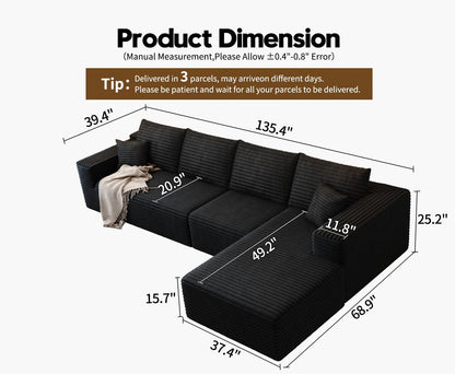 107.5" Cloud Modular Sectional Sofa with 1 Ottoman