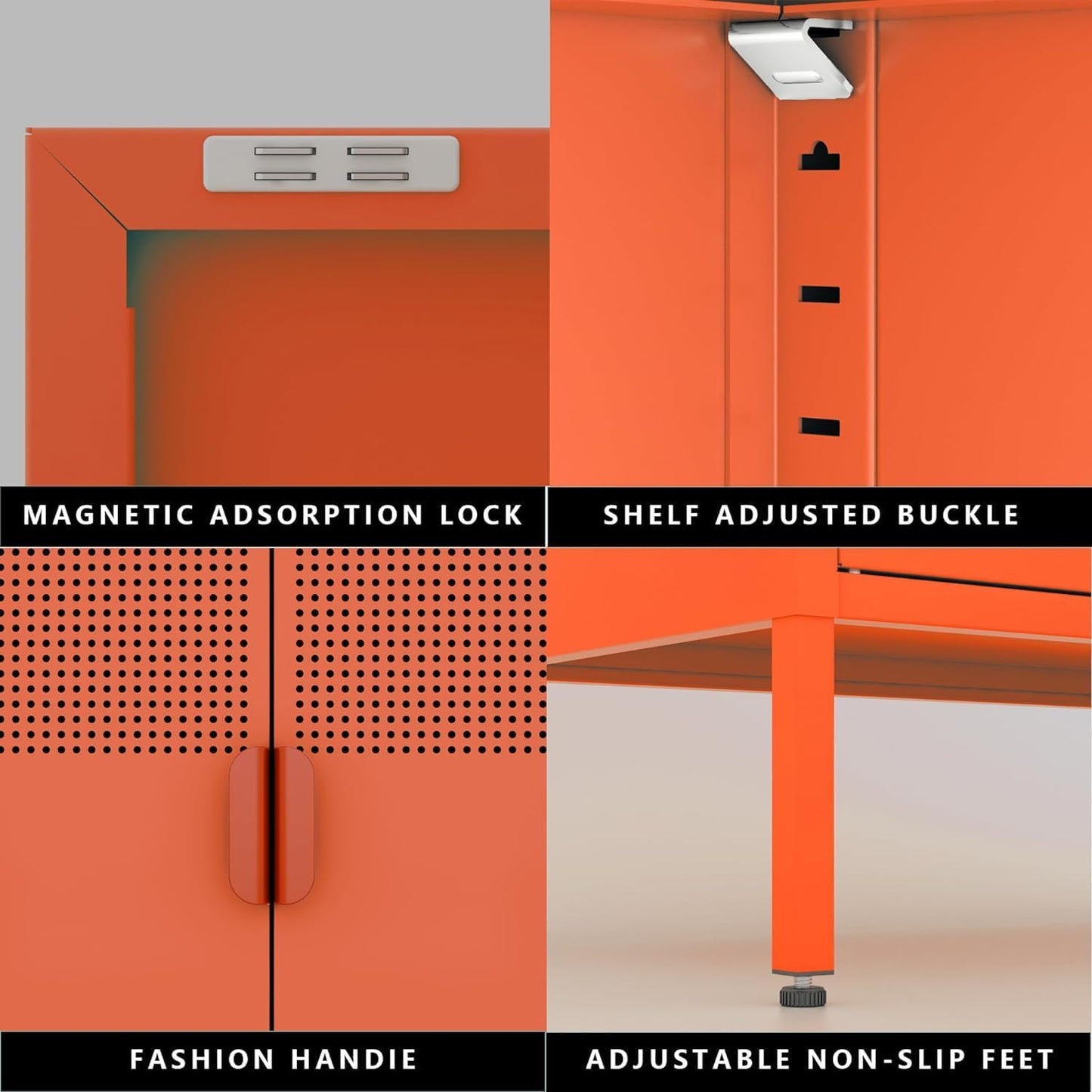2 Door Storage Sideboard Metal Storage Cabinet with 2 Adjustable Shelf