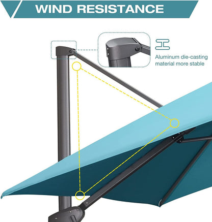 12ft Patio Umbrella with Base Large Outdoor Square Umbrella
