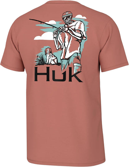 Men Fishing Graphic Tee Performance Short Sleeve Quick-Dry