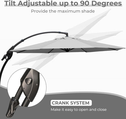 12FT Outdoor Offset Cantilever Umbrella with Base Champagne