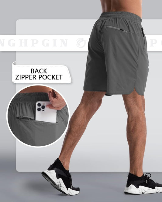 2 Pack Mens Workout Athletic Shorts 7 inch Inseam Quick Dry Hiking Shorts Men Lightweight Sports Gym Shorts Running