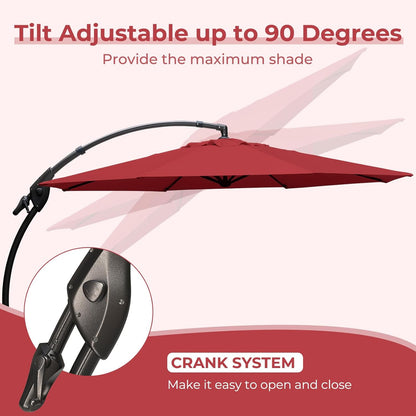 12FT Outdoor Offset Cantilever Umbrella with Base Champagne