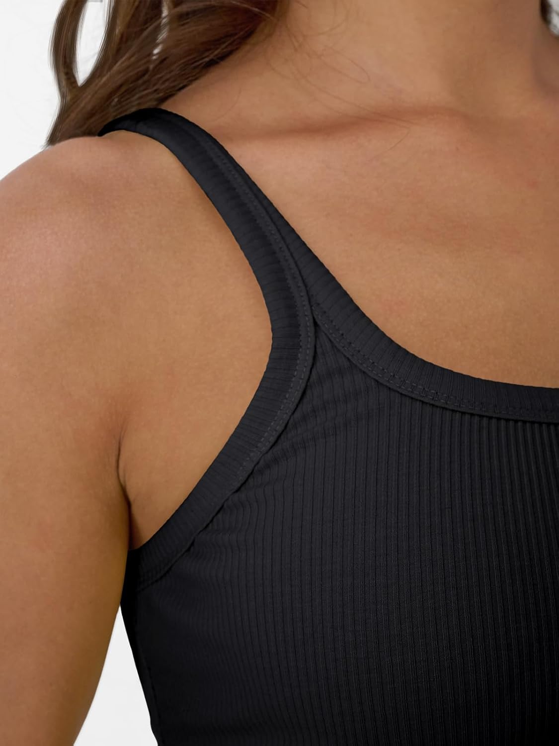 Womens Summer Ribbed Tank Tops Racerback Spaghetti Strap Workout Camisole Top