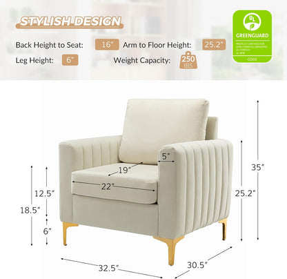 HULALA HOME Velvet Accent Club Chairs Set of 2