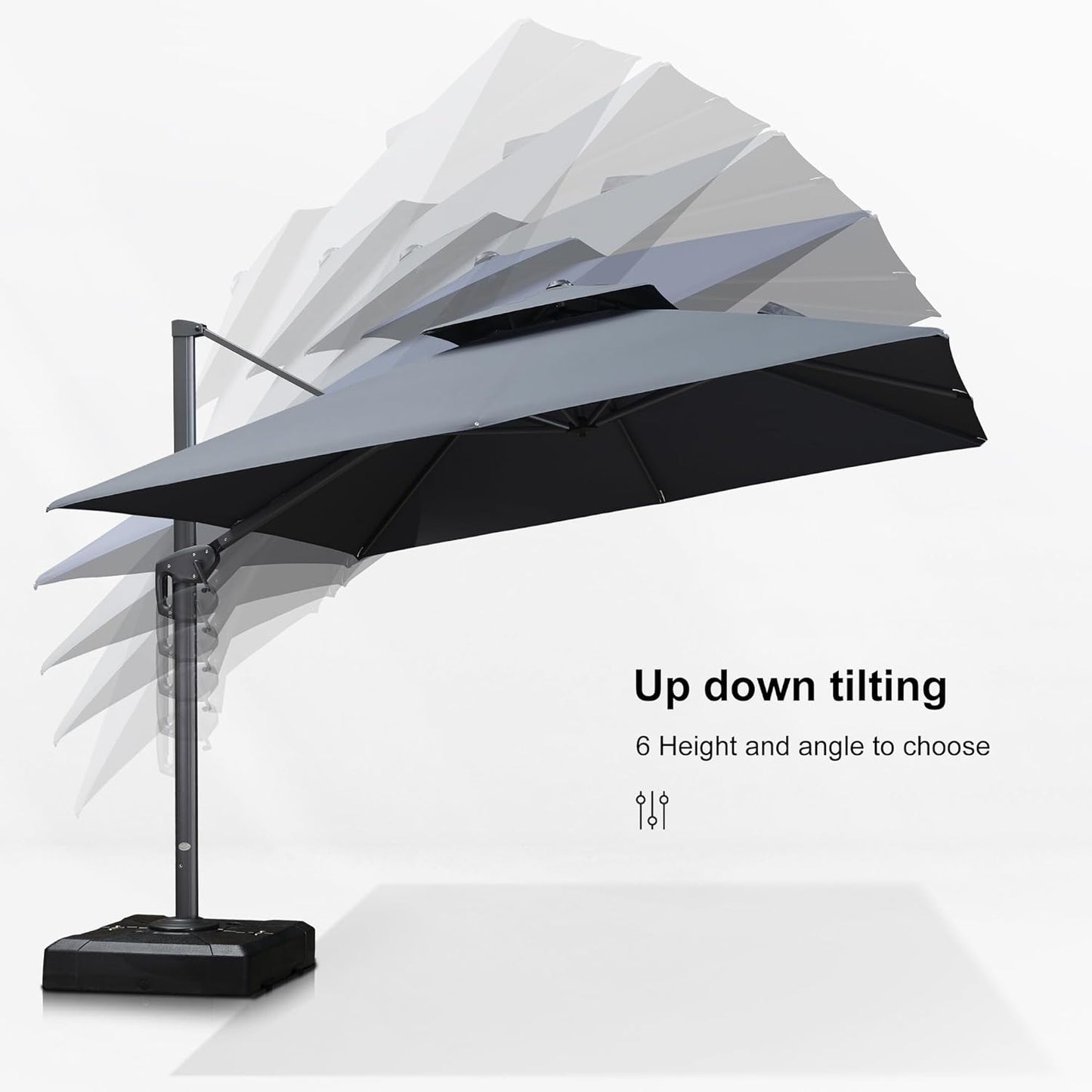 12ft Patio Umbrella with Base Large Outdoor Square Umbrella