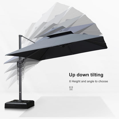 12ft Patio Umbrella with Base Large Outdoor Square Umbrella
