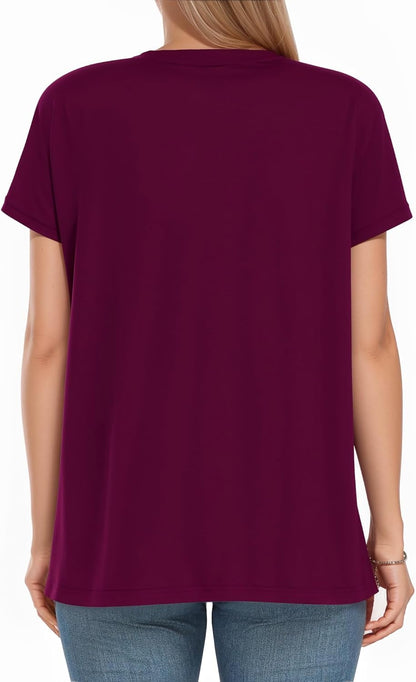 Short Sleeve Crew Neck Casual Shirts Basic Tee Summer Tops