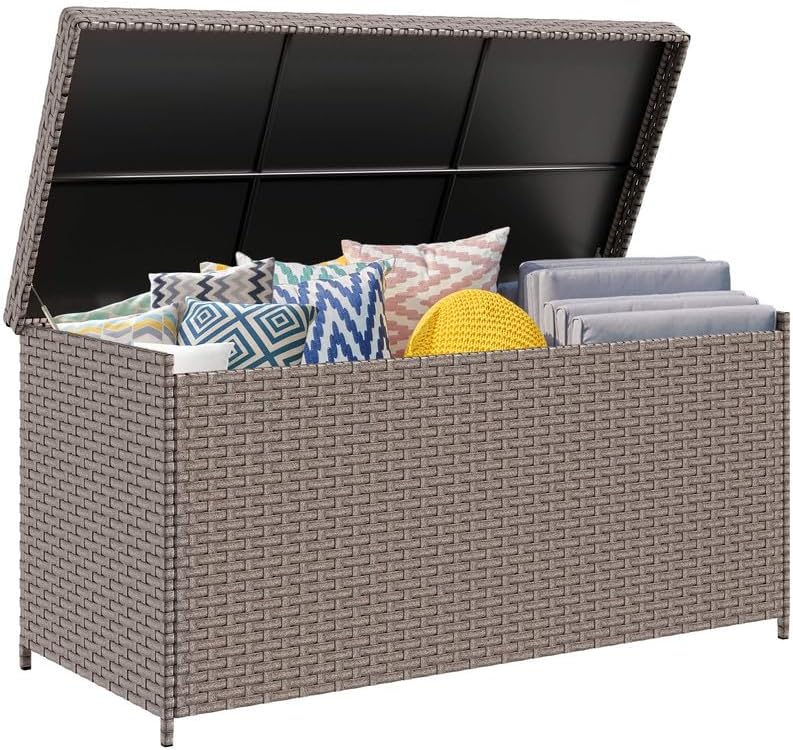 230 Gallon Deck Box XXL Wicker Outdoor Storage Box