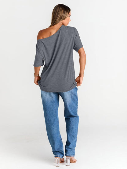 Womens Off The Shoulder Tops Oversized T-Shirts